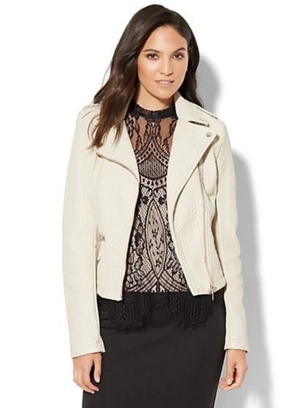New York & Company Textured Faux-Leather Moto Jacket, size XS